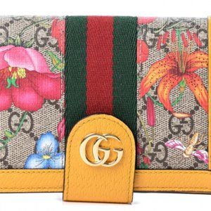 COPY - GG Supreme Monogram Flora Web Ophidia Passport Case Yellow